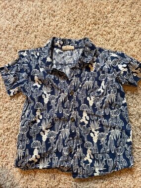 Crazy 8 Navy and White Cactus Print Button-Down Shirt